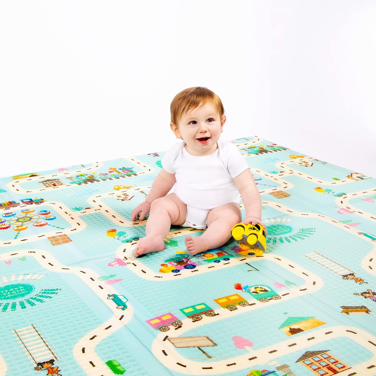 Tapis De Motricité XXL Béaba 200x150 Cm - Tapis D'Éveil Réversible 2 Faces - Mousse Haute Densité 1,5 Cm Avec Sac De Transport